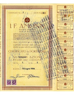1938 - J.F. AMMON 5 AZIONI - BOLZANO