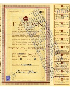 1938 - J.F. AMMON 10 AZIONI - BOLZANO