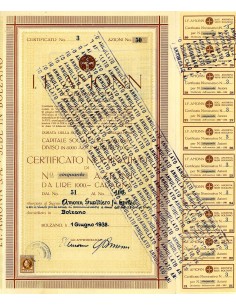 1938 - J.F. AMMON 50 AZIONI - BOLZANO