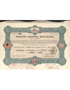 SOC. ANONIMA BOCCACCIO - 100 AZIONi - MILANO 1927