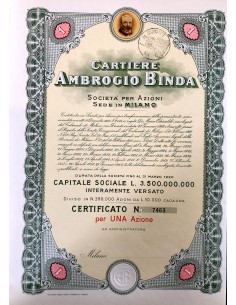 1956 - CARTIERE AMBROGIO BINDA 1 AZIONE - MILANO