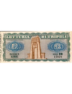 1938 - LOTTERIA DI TRIPOLI MINISTRO DELLE FINANZE  LIRE...