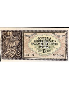 1939 - LOTTERIA AUTOMOBILISTICA NAZIONALE DI TRIPOLI LIRE...