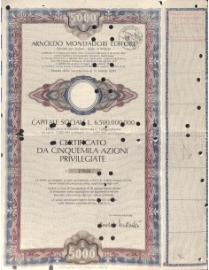 ARNOLDO MONDADORI EDITORE - 5000 AZIONI MILANO 1978