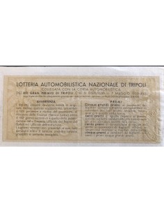 1939 - LOTTERIA AUTOMOBILISTICA NAZIONALE DI TRIPOLI LIRE... 2
