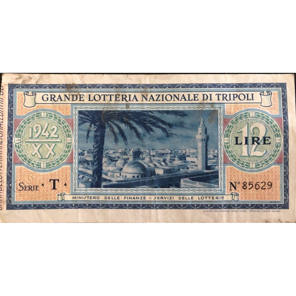 1942 - GRANDE LOTTERIA NAZIONALE DI TRIPOLI...