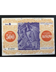 1962 - LOTTERIA DI AGNANO LIRE 500 N: 51259