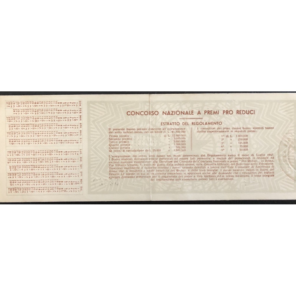 1947 - ASSOCIAZIONE NAZIONALE REDUCI LIRE 50...