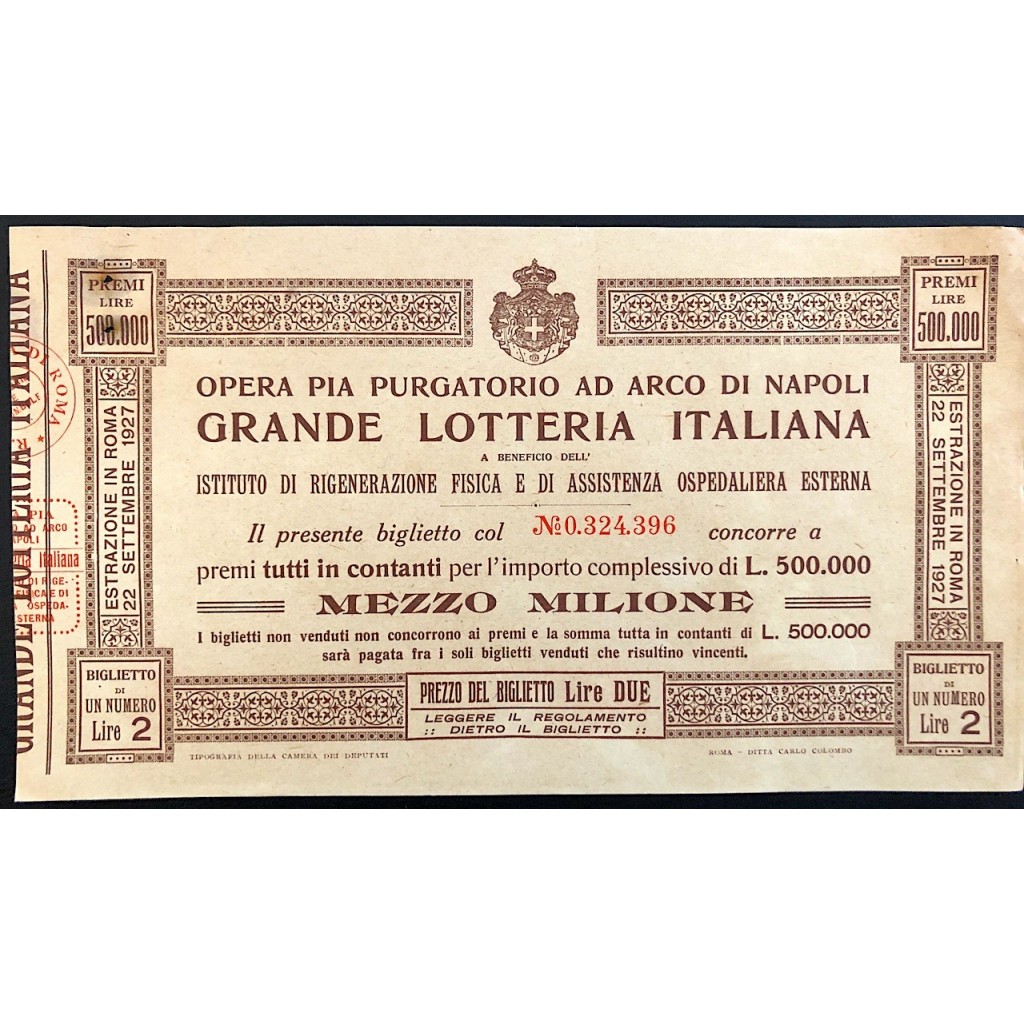 1927 - OPERA PIA PURGATORIO AD ARCO DI NAPOLI...