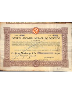 SOC. ANON. MIRABELLO SECONDO - UNA AZIONE MILANO 1935