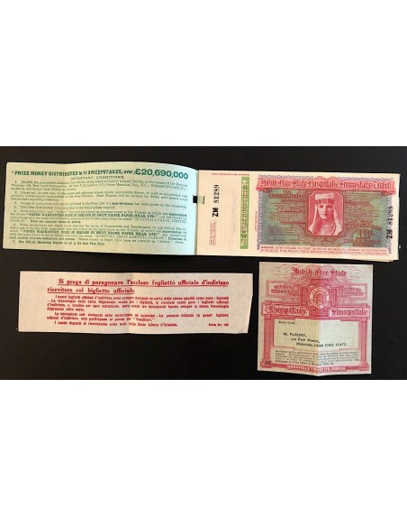 1934/1935 - IRISH FREE STATE HOSPITAL SWEEPSTAKE BLOCCO CON BIGLIETTI UFFICIALI N. 12 SERIE ZM