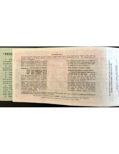 1934/1935 - IRISH FREE STATE HOSPITAL SWEEPSTAKE BLOCCO CON BIGLIETTI UFFICIALI N. 12 SERIE ZM