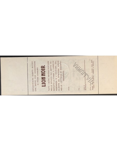 1925 - LION NOIR CREMA DI LUSSO PER SCARPE VALE 5 BUONI PREMIO DISEGNO DI PLINIO CODOGNATO FDS CON MATRICE