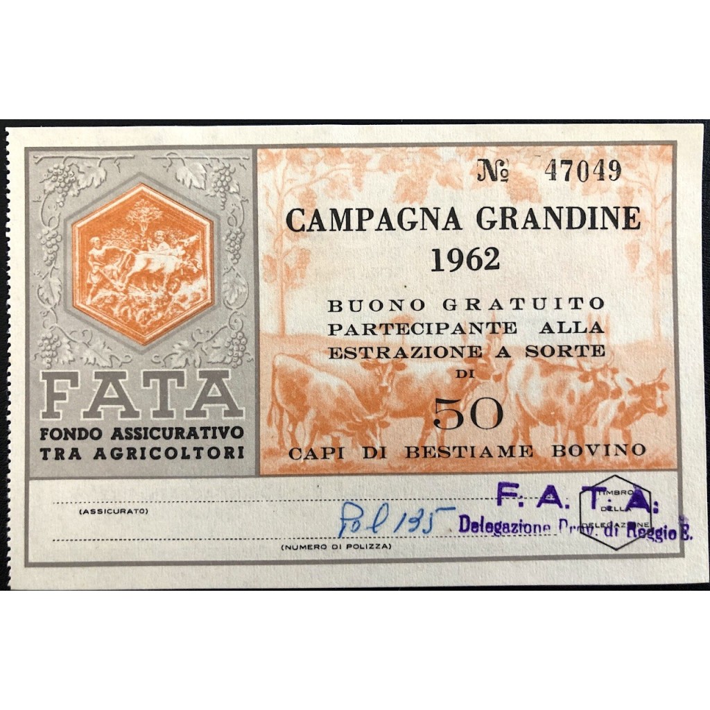 1962 - FATA FONDO ASS.VO AGRICOLTORI - CAMPAGNA...