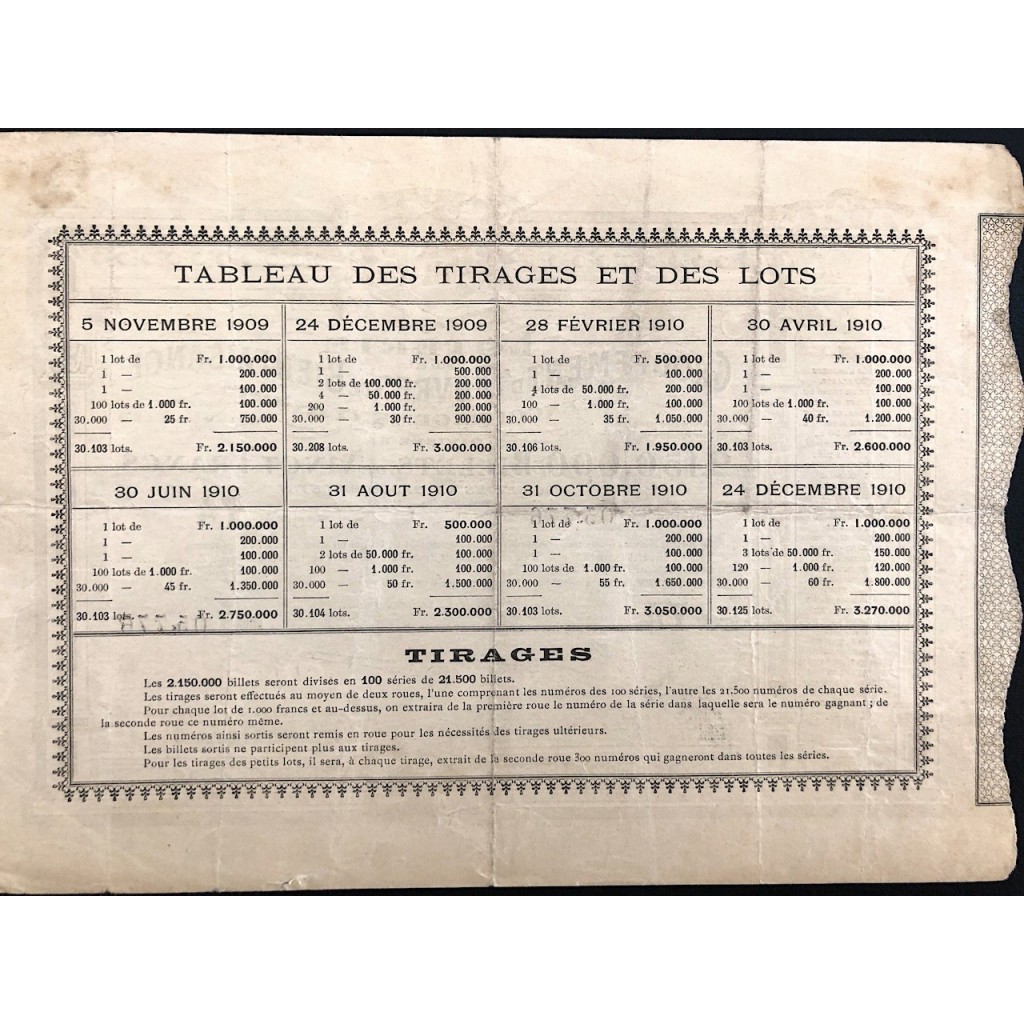 1909 - LOTERIE GROUPEMENT D'OEUVRES DE...