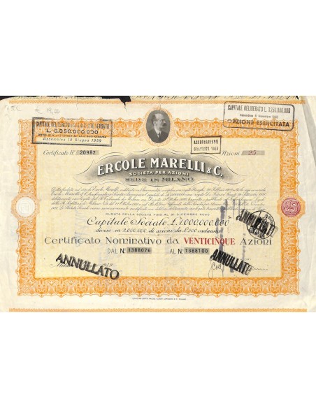 ERCOLE MARELLI & C. SPA - 25 AZIONI MILANO 1949