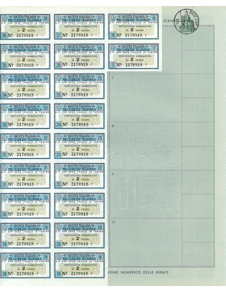 1972 - SIP SOCIETA' ITALIANA PER L'ESERCIZIO TELEFONICO - 2 AZIONI - TORINO
