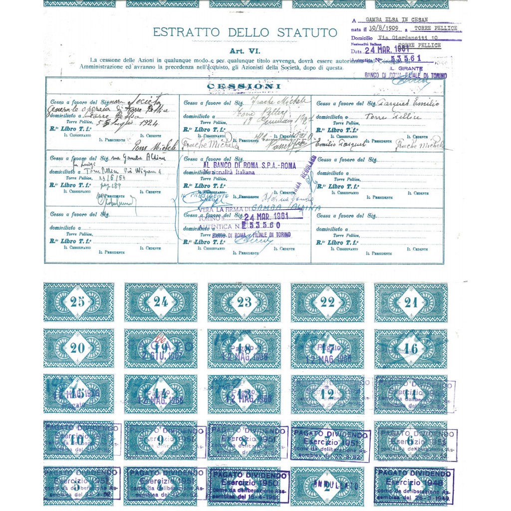 1924 - SOC. ANON. COOP. PER PRODUZIONE LUCE  E...
