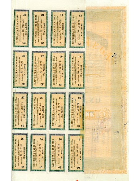 1925 - ELETTRICITA' E GAS DI ROMA - 1 AZIONE - ROMA