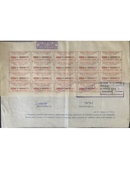 1938 - SOCIETA' TOSCANA AZOTO - 500 AZIONE - TORINO