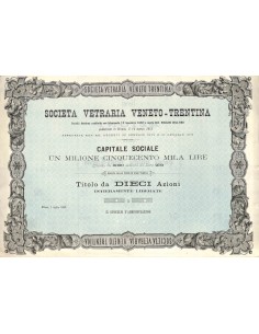 SOC. VETRARIA VENETO-TRENTINA - 10 AZIONI MILANO 1883