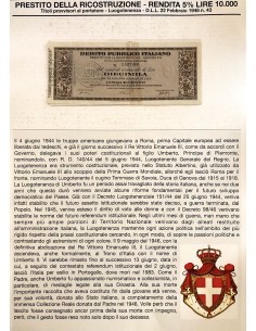 1946 - PRESTITO DELLA RICOSTRUZIONE 5% - TITOLO 10.000... 2
