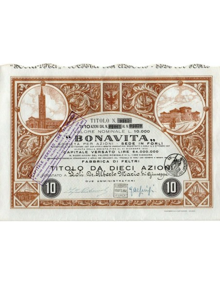 1952 - BONAVITA 10 AZIONI - FORLI'