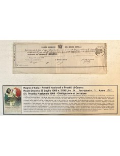 1867 - PRESTITO NAZIONALE CARTELLA PER OBBLIGAZIONE LIRE...