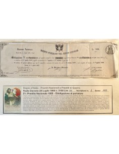 1867 - PRESTITO NAZIONALE CARTELLA PER OBBLIGAZIONE LIRE...