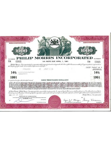 1981 - PHILIP MORRIS INCORPORATED 1.000$ - NEW YORK