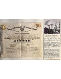 COMPAGNIA TRANSATLANTICA DI NAVIGA. IL VAPORE - 1 AZIONE GENOVA 1855 2