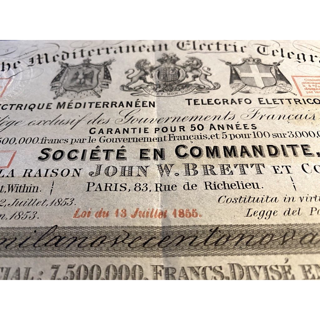 1855 - THE MEDITERRANEAN ELECTRIC TELEGRAPH 1...