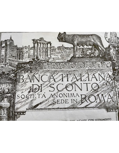 1921 - BANCA ITALIANA DI SCONTO 5 azioni (ver. rara LUPA) - ROMA