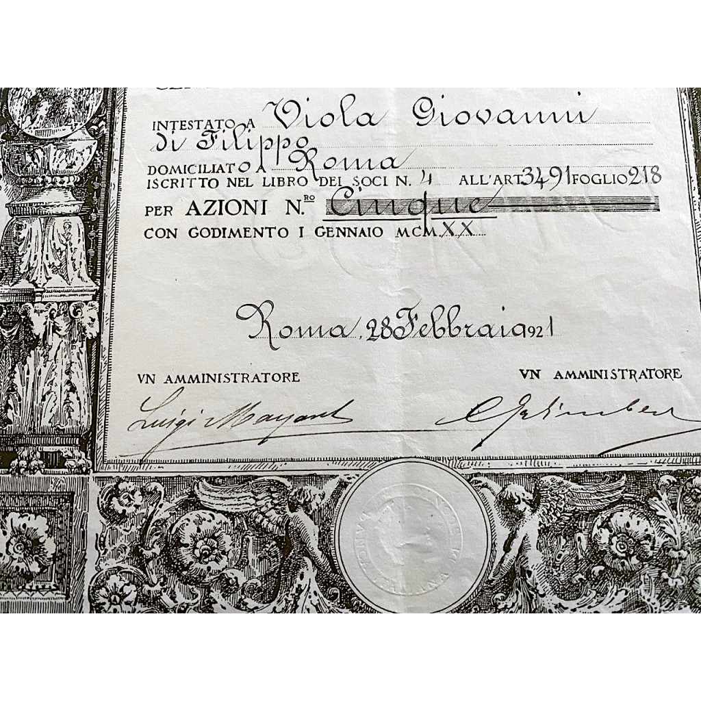 1921 - BANCA ITALIANA DI SCONTO 5 azioni (ver....