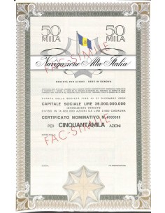 NAVIGAZIONE ALTA ITALIA - 50000 AZIONI - GENOVA 1906