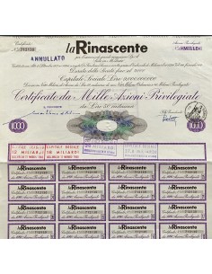 1965 - LA RINASCENTE - 1.000 AZIONI PRIVILEGIATE DI LIRE...