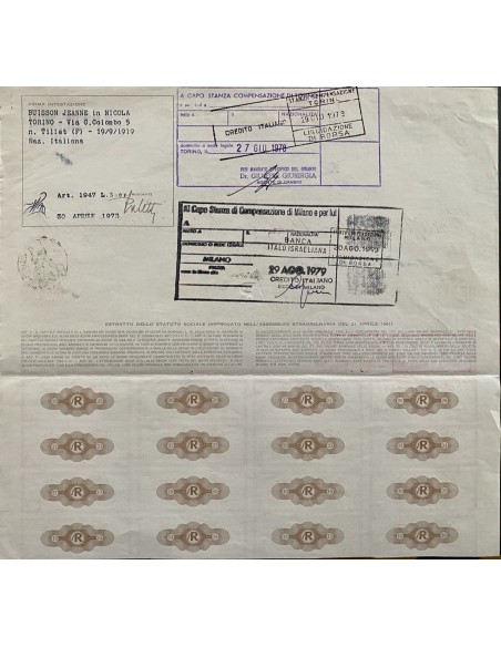 1965 - LA RINASCENTE - 1.000 AZIONI PRIVILEGIATE DI LIRE 50 - MILANO