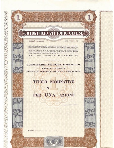 COTONIFICIO VITTORIO OLCESE - UNA AZIONE MILANO 1904