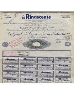 1965 - LA RINASCENTE - 100 AZIONI ORDINARIE DI LIRE 50 -...