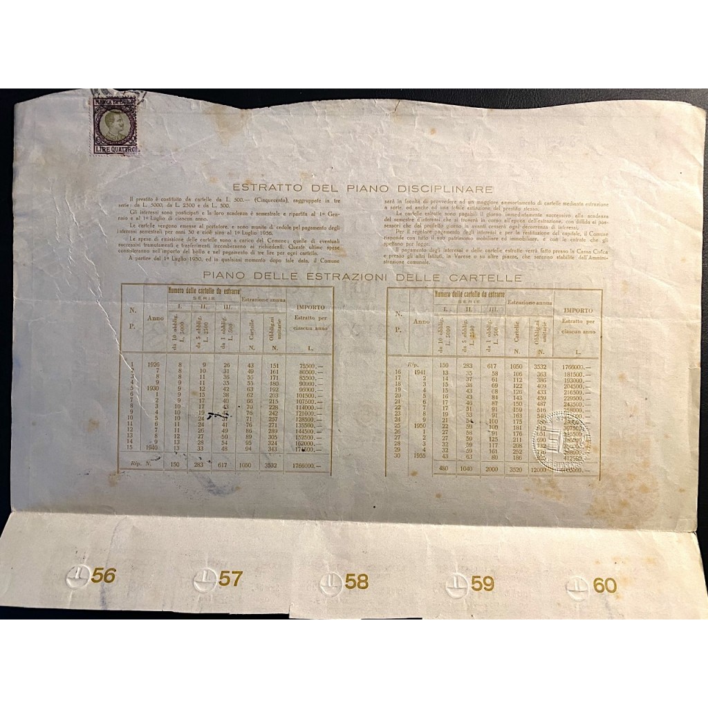 1926 - COMUNE DI VARESE SERIE SECONDA ANNO VI 5...