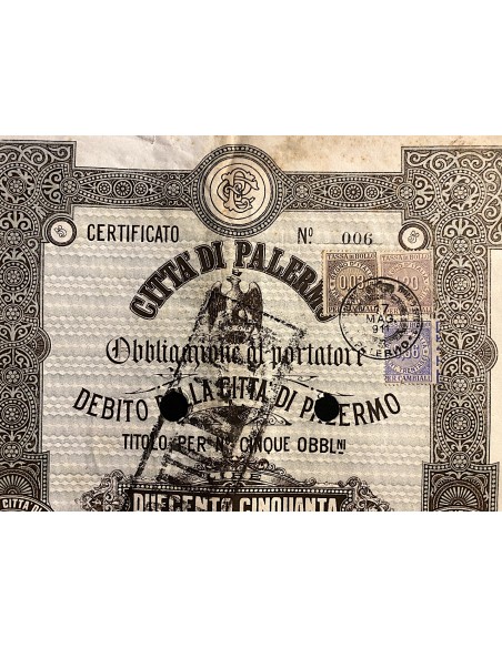 1911 - CITTA' DI PALERMO 5 OBBLIGAZIONI - PALERMO
