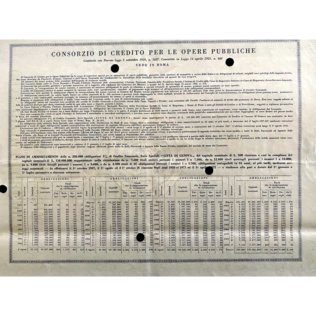 1937 - CONSORZIO DI CREDITO PER LE OPERE...