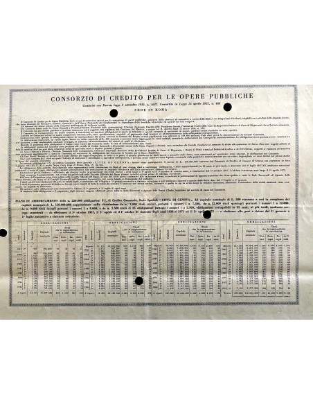 1937 - CONSORZIO DI CREDITO PER LE OPERE PUBBLICHE 1 OBBLIGAZIONE - ROMA