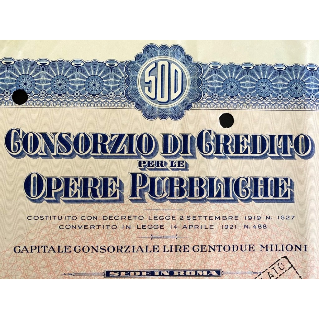 1937 - CONSORZIO DI CREDITO PER LE OPERE...