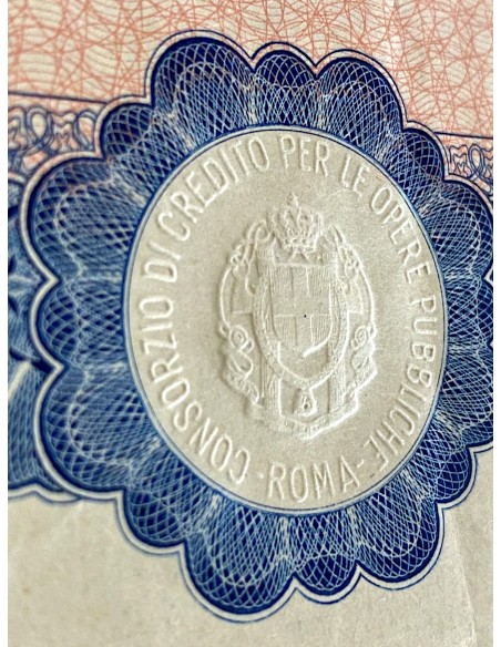 1937 - CONSORZIO DI CREDITO PER LE OPERE PUBBLICHE 1 OBBLIGAZIONE - ROMA