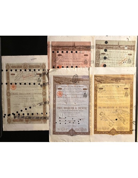 1888 - 1889 LOTTO 5 OBBLIGAZIONI FERROVIE ITALIANE