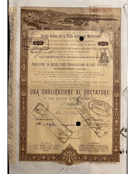 1888 - 1889 LOTTO 5 OBBLIGAZIONI FERROVIE ITALIANE