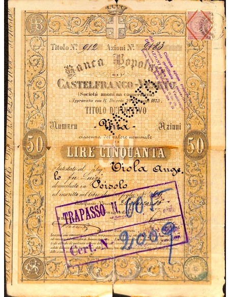 1886 - BANCA POPOLARE DI CASTELFRANCO VENETO