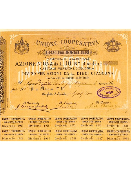 1900 - UNIONE COOPERATIVA BORGHETTO S. SPIRITO