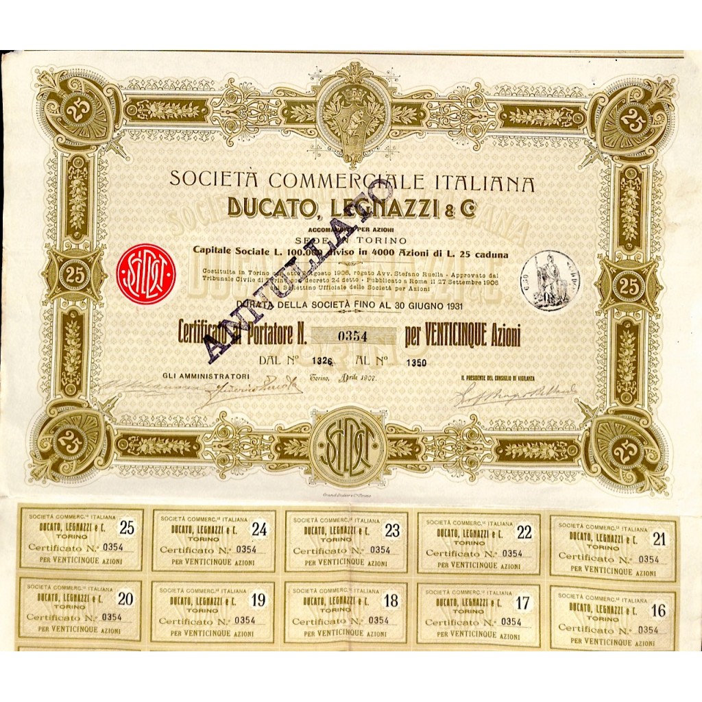 1907 - SOCIETA' COMMERCIALE ITALIANA DUCATO,...